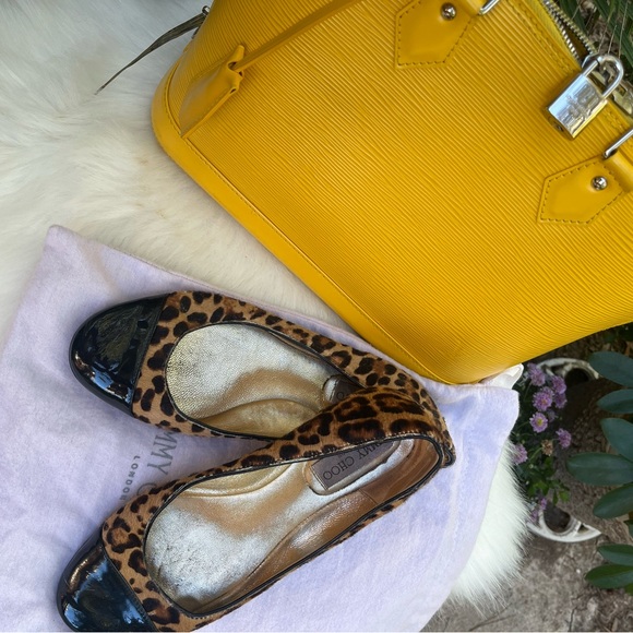 Jimmy Choo Leopard Print Patent Toe Ballet Flats, Size 37.5, GUC - Picture 12 of 12